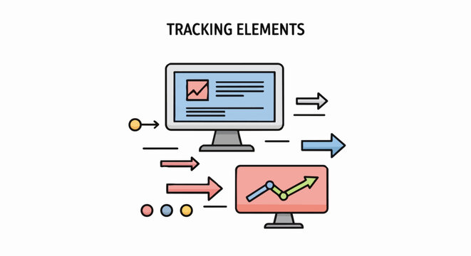 Infographic illustrating website tracking elements.