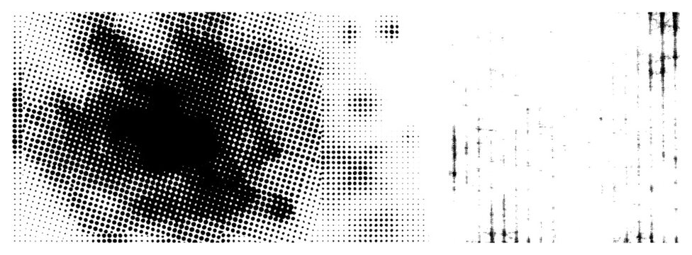 Vector halftone forming gradient from dense to sparse dots, design, graphic art element, print texture, digital illustration component.