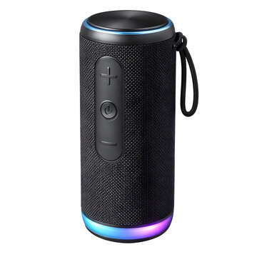 Portable Bluetooth Speaker Isolated on Transparent Background, Wireless Smart Audio Speaker with LED Light Ring, Modern Sound Device PNG Transparent Background