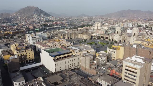 Aerial view of lima's historic centre and plaza mayor