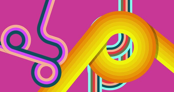 Retro 70s Background animation with Groovy 1970s art video. Minimalistic Vintage design, old-fashioned color artwork.