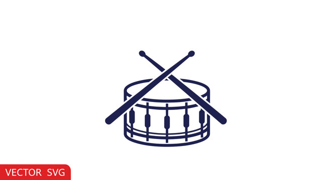 Drum and Drumsticks Icon - Vector Graphic Symbol for Music and Rhythm