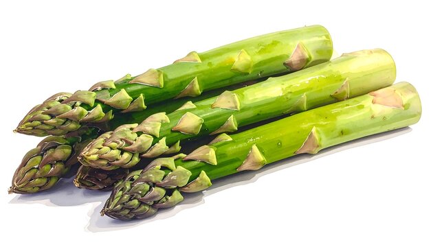 Fresh green asparagus spears on white background