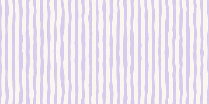 Watercolor Baby Stripe Seamless Pattern. Vector Hand Drawn Vertical Stripes Background in Pastel Lavender Colors For Nursery Fabric, Gift Wrap, Web Design