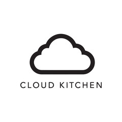 Obraz premium Minimalist Black Cloud Kitchen Logo on a Clean White Background