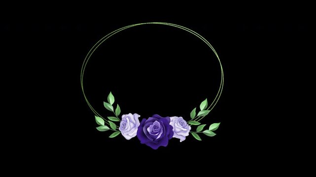 Wedding Title Rose Flower Leaf Wreath Floral Text Frame Copy Space Animation With Alpha Channel