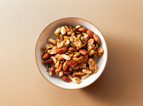 Almonds, walnuts, and nuts on a plate