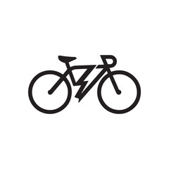 Fototapeta premium Modern E Bike Logo With Lightning Bolt Symbol Black And White Vector