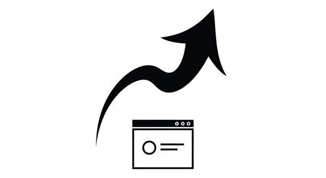 Growth and Website Progress: A graphic showcasing the upward trajectory of progress, symbolized by an ascending arrow above a representation of a website or online platform.