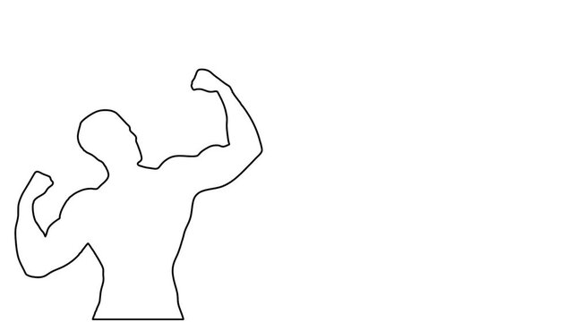 Whiteboard Animation of Athlete Flexing Biceps Muscles