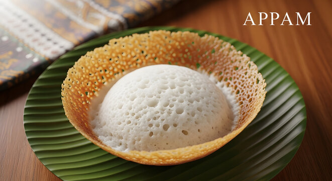 Authentic Kerala Style Appam - Crispy Lace Crepe Served on Banana Leaf