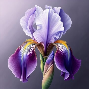 Ayame Botanical A detailed illustration of an iris flower featur
