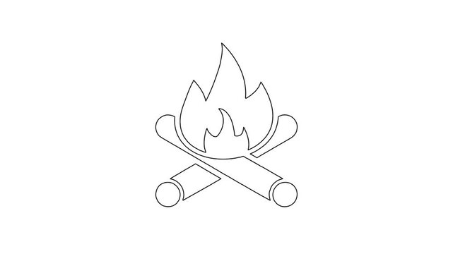 Whiteboard Animation of Outdoor Campfire with Wood Logs