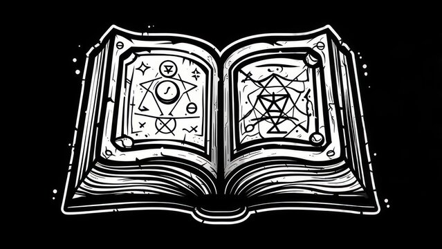Open Grimoire with Mystical Symbols and Geometric Designs.