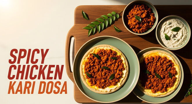 Authentic Spicy Chicken Kari Dosa - Madurai Style Meat Crepe with Chutney