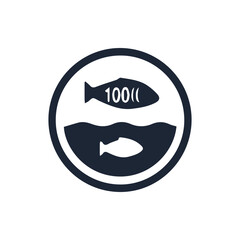 Obraz premium Monochrome Fish Icon With Number 100 Symbolizing A Metric Score