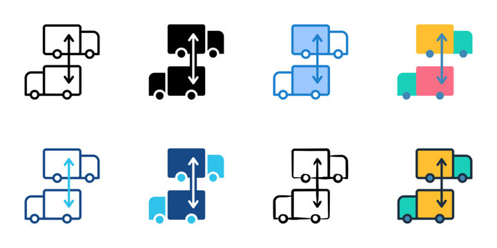 Cross docking icons set multiple style collection. Editable stroke 
