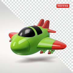Naklejka premium Green Toy Jet Plane, Military Vehicle 3D Vector
