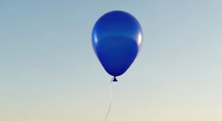 Fototapeta premium A lone blue balloon floating gently in the clear sky on a sunny day with a subtle gradient background