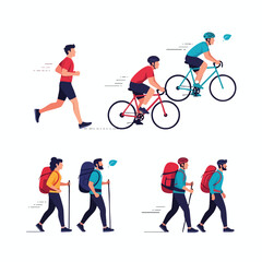 Fototapeta premium People engaged in outdoor recreational activities like running, cycling, and hiking