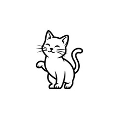 Fototapeta premium Smiling Cartoon Cat with Whiskers.