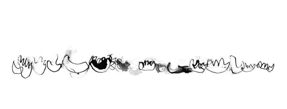 Japanese style monochrome sumi-e decorative border with organic lines and dry brush strokes