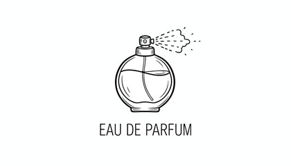 Fototapeta premium Perfume Bottle Spraying Fragrance, Eau de Parfum, Elegant Glass Bottle, Beauty Product