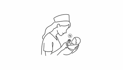 Obraz premium Nurse Holding Newborn Baby, Medical Care, Healthcare, Maternity, New Life
