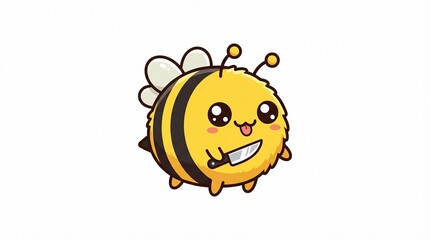 Obraz premium Funny Bee With Knife Channel Point Icon – Kawaii Twitch & Discord Icon