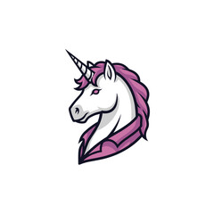 Fototapeta premium Purple Unicorn Head Illustration Profile.