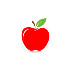 Fototapeta premium Red Apple Fruit With Green Leaf.
