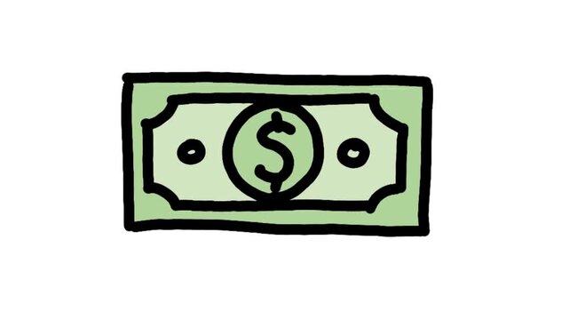 green dollar sign hand drawn doodle animation motion graphics 