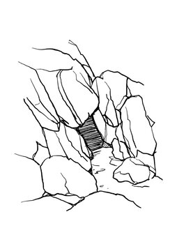 Cave of Hira in Jabal Nur Line Art Vector Illustration