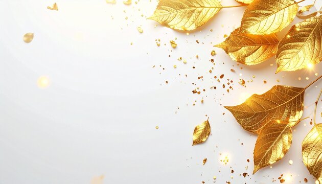 金箔白背景光粒子和風高級コピースペース
