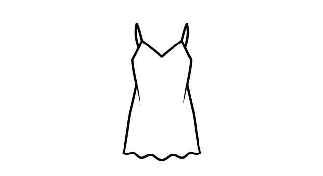 Minimalist Line Art of a Simple Slip Dress with Spaghetti Straps