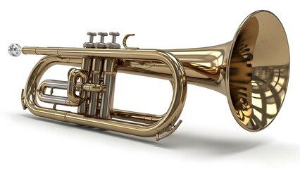 Obraz premium Brass Trumpet Musical Instrument Isolated White.