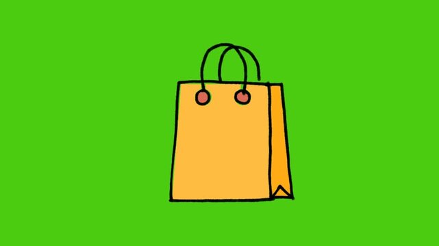 vector shopping bag icon Hand drawn doodle animation animated motion graphics green screen