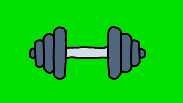 dumbbell barbell fitness icon weightlifting hand drawn doodle animation motion graphics green screen
