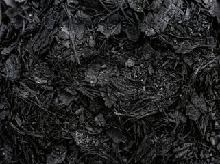 Fototapeta premium Black ash and charred debris texture background
