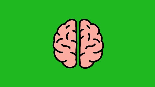 Human brain icon Hand drawn doodle animation animated motion graphics green screen