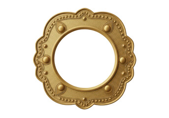 Obraz premium An ornate circular golden frame featuring intricate beadwork and stylized teardrop embellishments