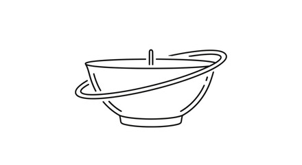 Fototapeta premium Minimalist Line Art Bowl with Handle and Swirl
