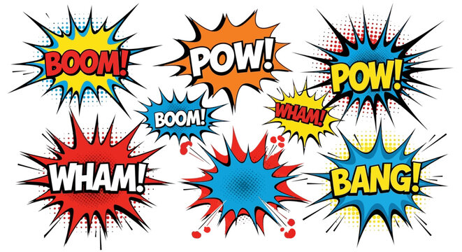 Comic Book Sound Effects Explosions - BOOM, POW, WHAM, BANG