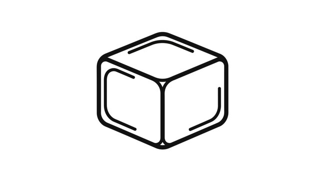 Minimalist Ice Cube Icon, Simple Geometric Shape, Cold Refreshment Symbol