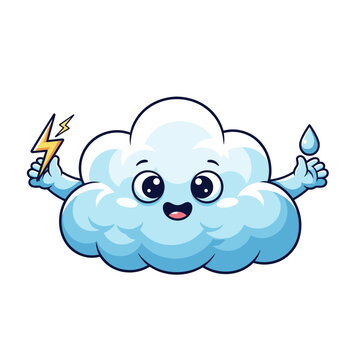 Cute cartoon cloud with lightning.