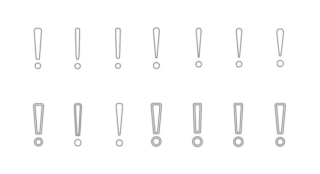Minimalist line art depiction of multiple exclamation point symbols