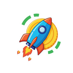 Obraz premium Business Growth Rocket Launch Coin Icon 
