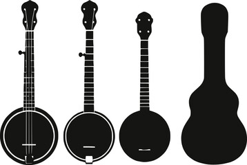 Naklejka premium Banjo silhouette set vector illustration