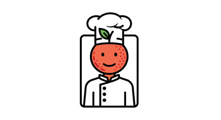 Fototapeta premium Orange Chef Character with Leaf Hat and Chef Uniform, Healthy Food Concept