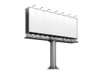 Obraz premium A large blank outdoor advertising billboard structure with metal frame and top illumination lights